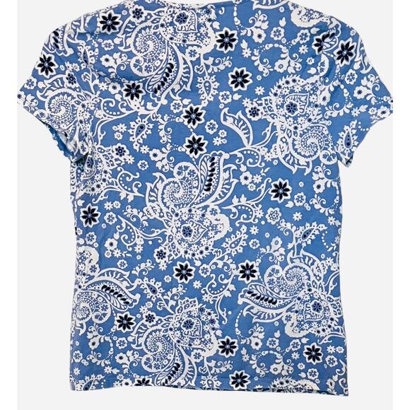 CROFT & BARROW CAP SLV, SCOOP NECK, TUNIC T-SHIRT, WOMENS, M-BLUE/WHITE PAISLEY - Picture 5 of 11